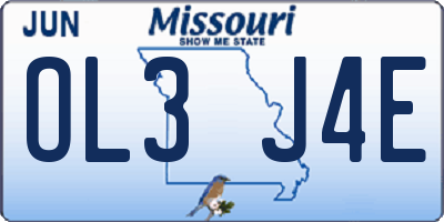 MO license plate OL3J4E