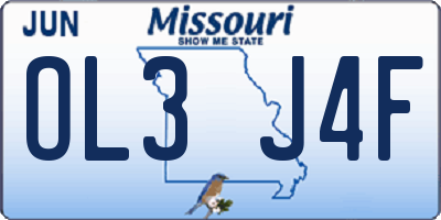 MO license plate OL3J4F