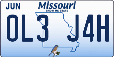 MO license plate OL3J4H