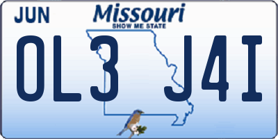 MO license plate OL3J4I