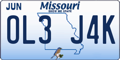 MO license plate OL3J4K