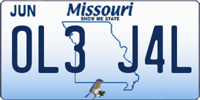 MO license plate OL3J4L