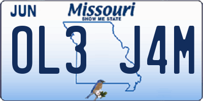 MO license plate OL3J4M