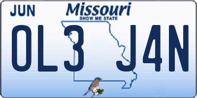 MO license plate OL3J4N