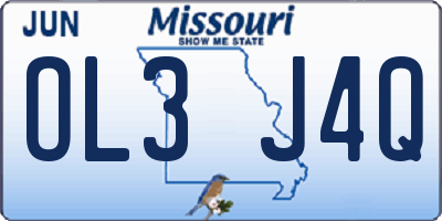 MO license plate OL3J4Q