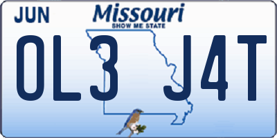 MO license plate OL3J4T