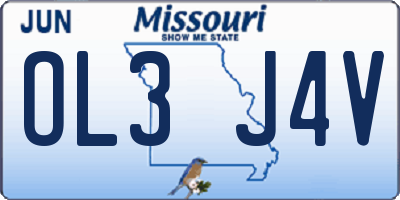 MO license plate OL3J4V