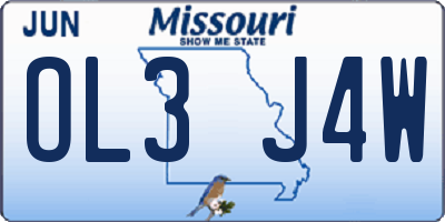 MO license plate OL3J4W