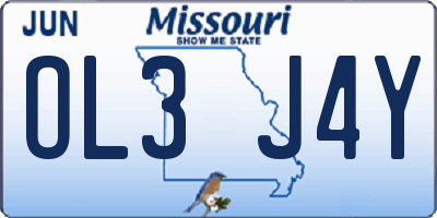 MO license plate OL3J4Y