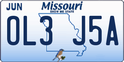 MO license plate OL3J5A