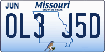 MO license plate OL3J5D