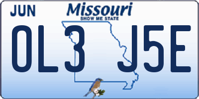 MO license plate OL3J5E