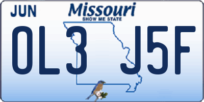 MO license plate OL3J5F
