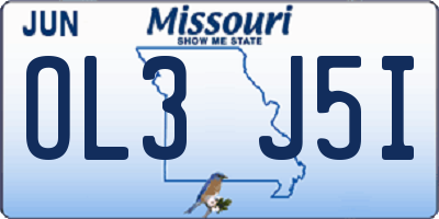 MO license plate OL3J5I