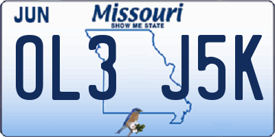 MO license plate OL3J5K