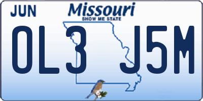 MO license plate OL3J5M