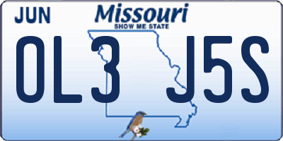 MO license plate OL3J5S