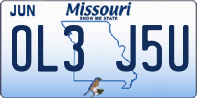 MO license plate OL3J5U