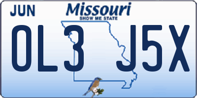 MO license plate OL3J5X
