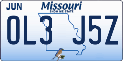 MO license plate OL3J5Z