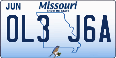 MO license plate OL3J6A