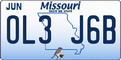 MO license plate OL3J6B