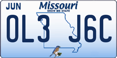 MO license plate OL3J6C