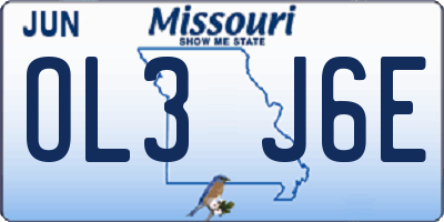 MO license plate OL3J6E