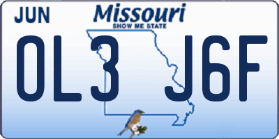 MO license plate OL3J6F
