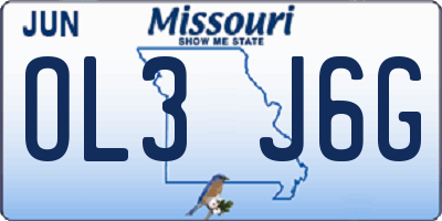MO license plate OL3J6G