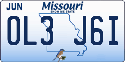 MO license plate OL3J6I