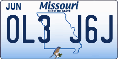 MO license plate OL3J6J