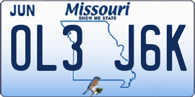 MO license plate OL3J6K