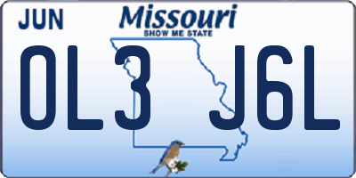 MO license plate OL3J6L