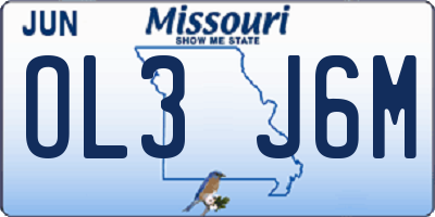 MO license plate OL3J6M