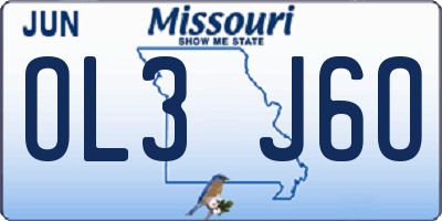 MO license plate OL3J6O