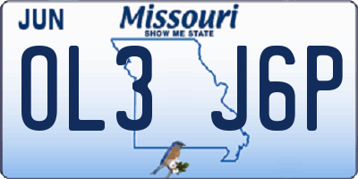 MO license plate OL3J6P
