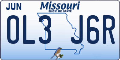 MO license plate OL3J6R