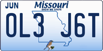 MO license plate OL3J6T