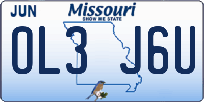 MO license plate OL3J6U