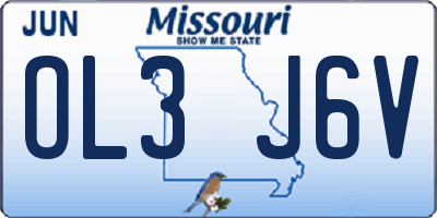 MO license plate OL3J6V