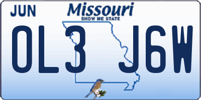 MO license plate OL3J6W