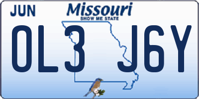 MO license plate OL3J6Y