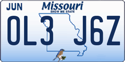 MO license plate OL3J6Z