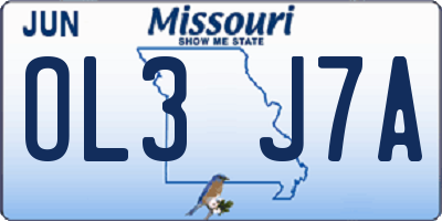 MO license plate OL3J7A