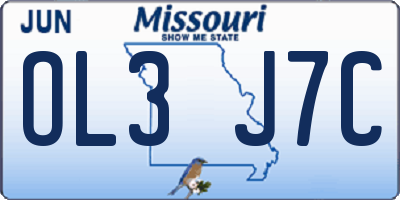 MO license plate OL3J7C