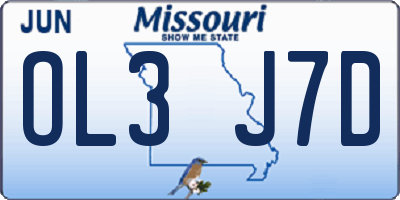 MO license plate OL3J7D