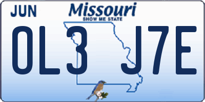 MO license plate OL3J7E