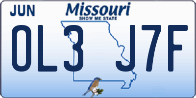 MO license plate OL3J7F