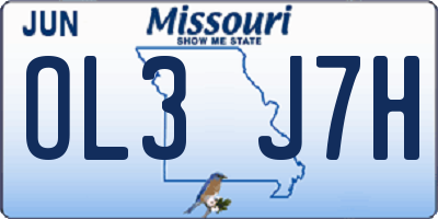 MO license plate OL3J7H